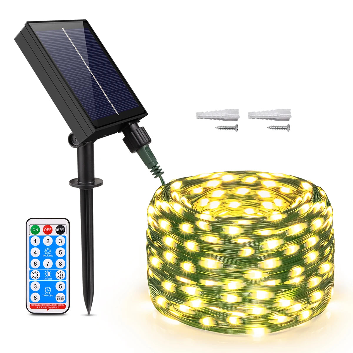 1200mAh Solar LED String 100M 800leds Dimmable 8 Modes Remote Control Outdoor Solar Fairy Lights Garland Garden Holiday Decor