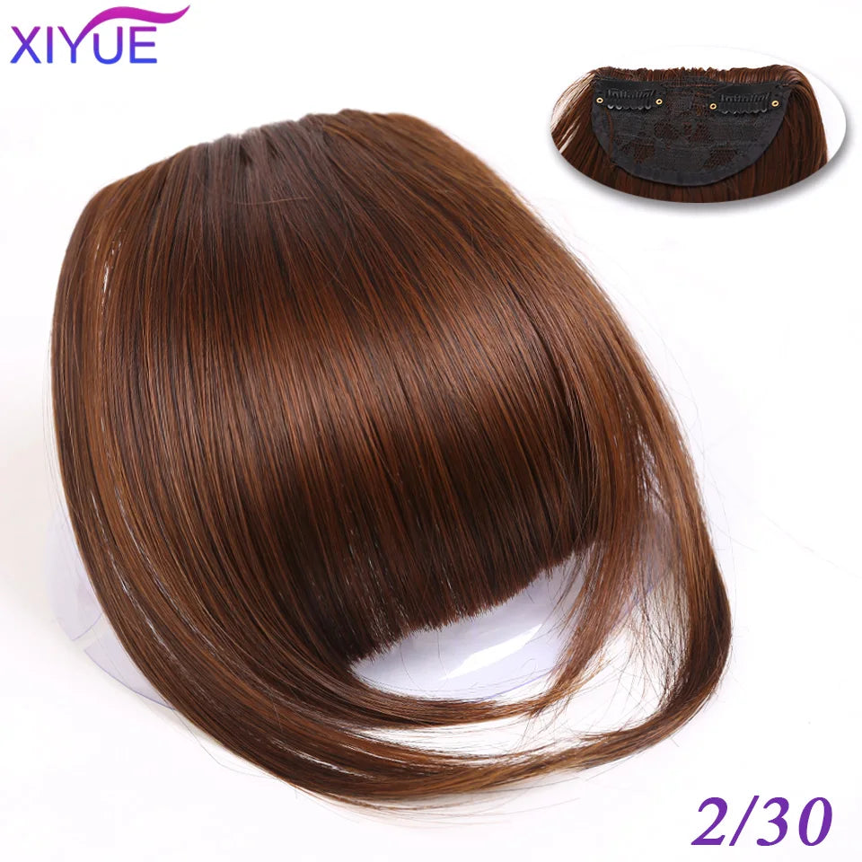 XIYUE Bangs False Hair Clip on Fringe Bangs Black Brown For Adult Women Synthetic Hair Piece Clip In Hair Extension Air Bangs