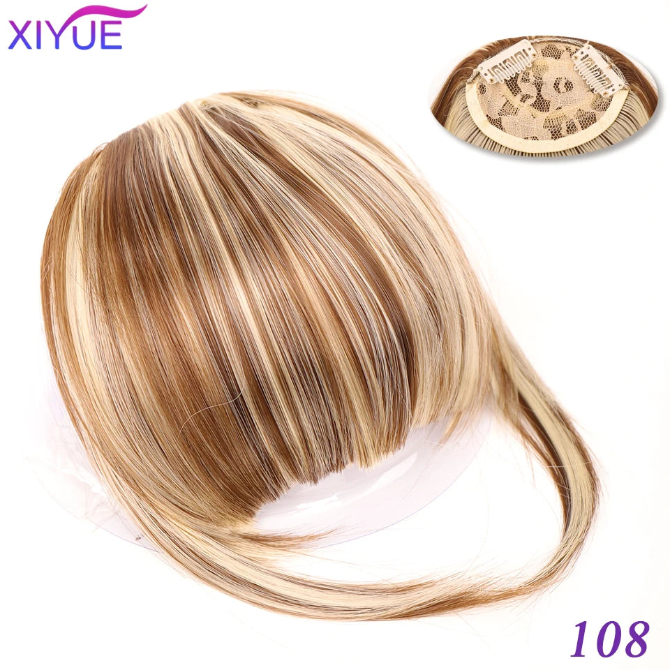 XIYUE Bangs False Hair Clip on Fringe Bangs Black Brown For Adult Women Synthetic Hair Piece Clip In Hair Extension Air Bangs