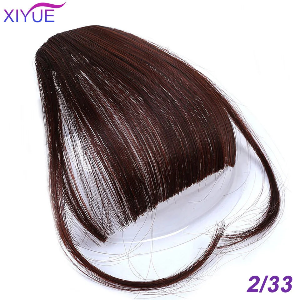 XIYUE Bangs False Hair Clip on Fringe Bangs Black Brown For Adult Women Synthetic Hair Piece Clip In Hair Extension Air Bangs