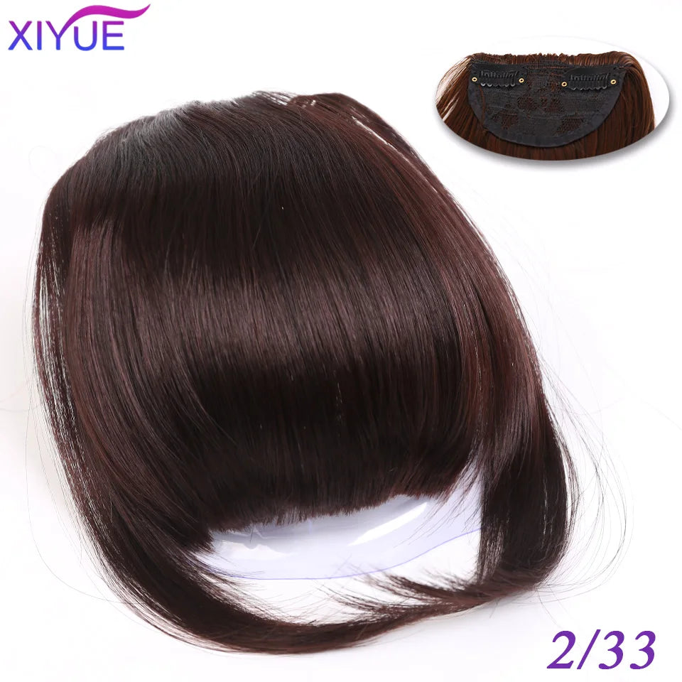 XIYUE Bangs False Hair Clip on Fringe Bangs Black Brown For Adult Women Synthetic Hair Piece Clip In Hair Extension Air Bangs