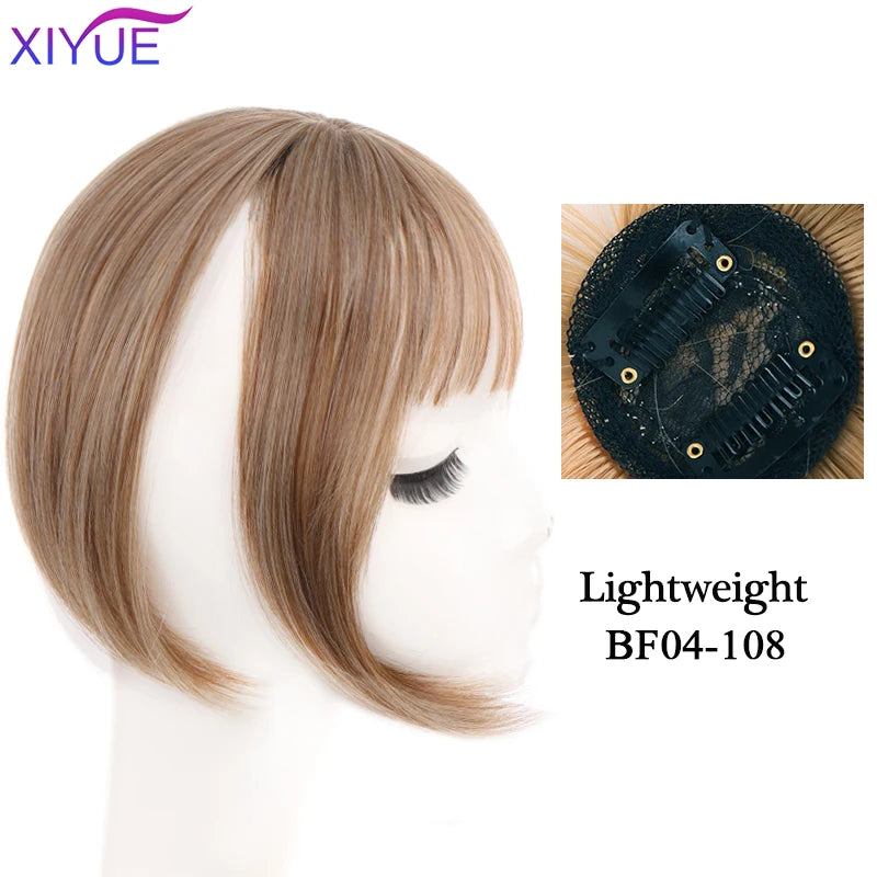 XIYUE Bangs False Hair Clip on Fringe Bangs Black Brown For Adult Women Synthetic Hair Piece Clip In Hair Extension Air Bangs