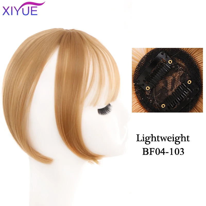 XIYUE Bangs False Hair Clip on Fringe Bangs Black Brown For Adult Women Synthetic Hair Piece Clip In Hair Extension Air Bangs