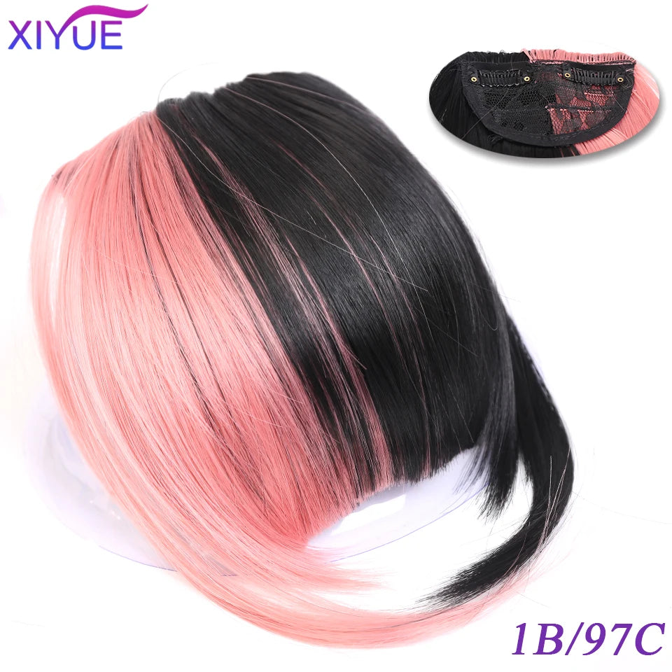 XIYUE Bangs False Hair Clip on Fringe Bangs Black Brown For Adult Women Synthetic Hair Piece Clip In Hair Extension Air Bangs