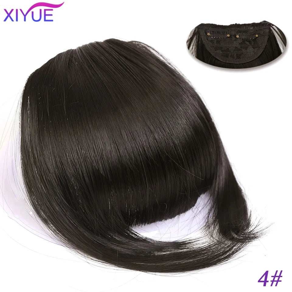 XIYUE Bangs False Hair Clip on Fringe Bangs Black Brown For Adult Women Synthetic Hair Piece Clip In Hair Extension Air Bangs