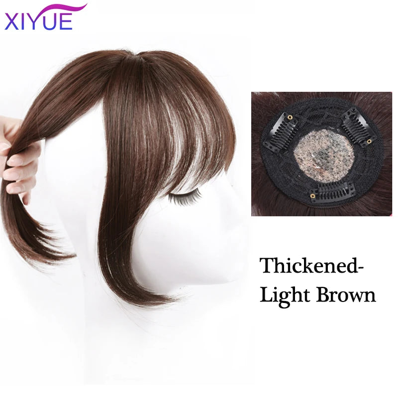 XIYUE Bangs False Hair Clip on Fringe Bangs Black Brown For Adult Women Synthetic Hair Piece Clip In Hair Extension Air Bangs