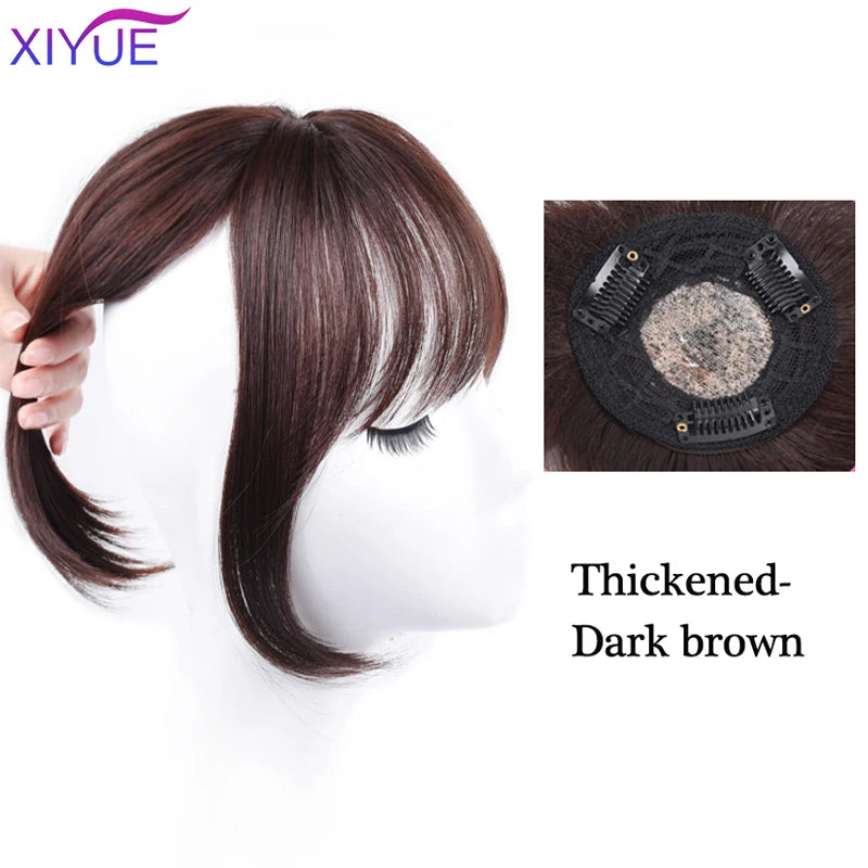 XIYUE Bangs False Hair Clip on Fringe Bangs Black Brown For Adult Women Synthetic Hair Piece Clip In Hair Extension Air Bangs