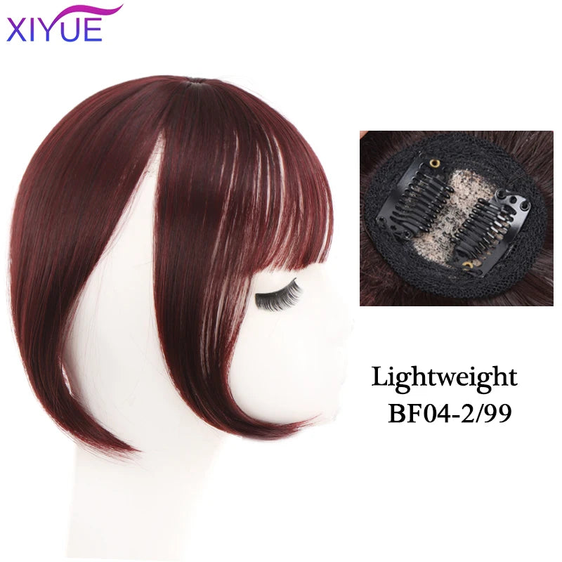 XIYUE Bangs False Hair Clip on Fringe Bangs Black Brown For Adult Women Synthetic Hair Piece Clip In Hair Extension Air Bangs