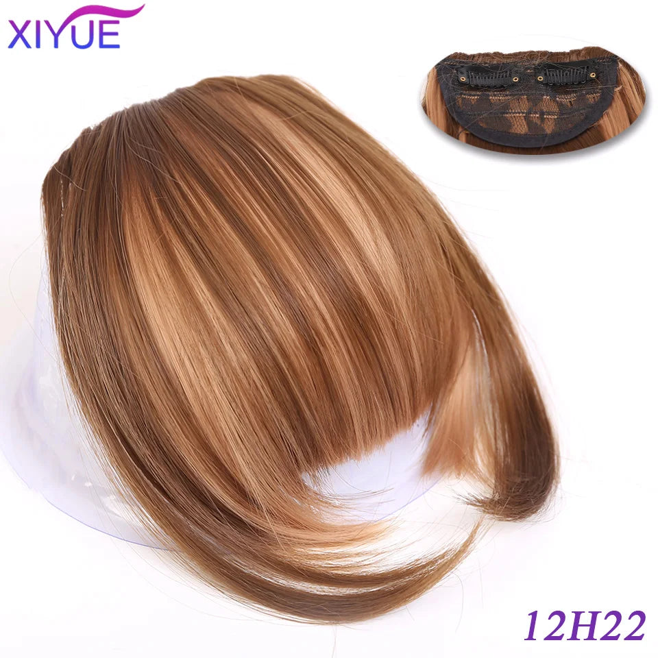 XIYUE Bangs False Hair Clip on Fringe Bangs Black Brown For Adult Women Synthetic Hair Piece Clip In Hair Extension Air Bangs