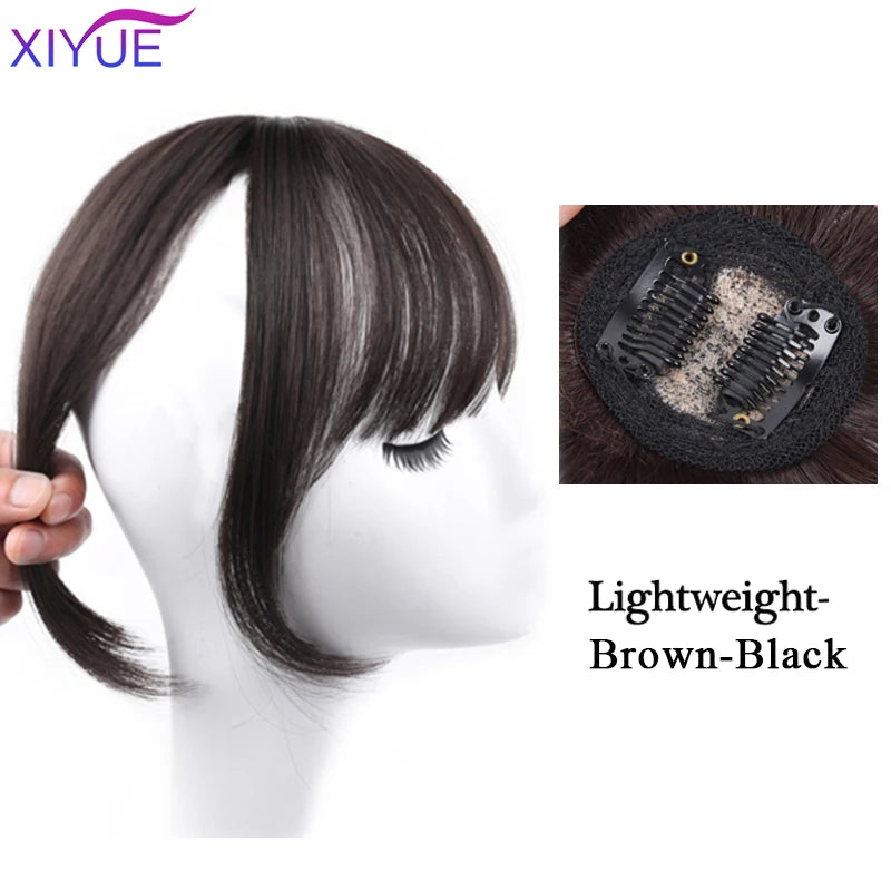 XIYUE Bangs False Hair Clip on Fringe Bangs Black Brown For Adult Women Synthetic Hair Piece Clip In Hair Extension Air Bangs