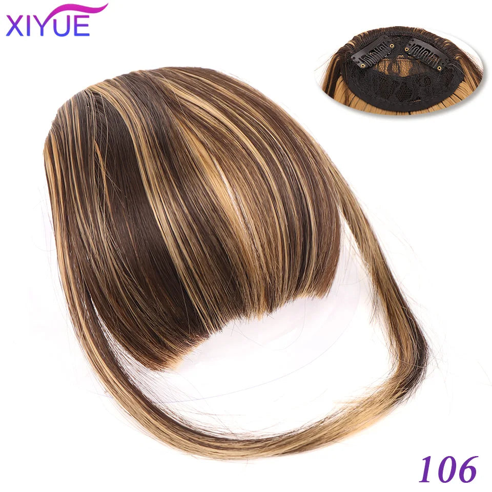 XIYUE Bangs False Hair Clip on Fringe Bangs Black Brown For Adult Women Synthetic Hair Piece Clip In Hair Extension Air Bangs