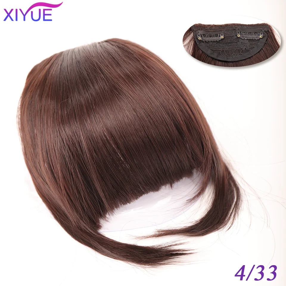 XIYUE Bangs False Hair Clip on Fringe Bangs Black Brown For Adult Women Synthetic Hair Piece Clip In Hair Extension Air Bangs