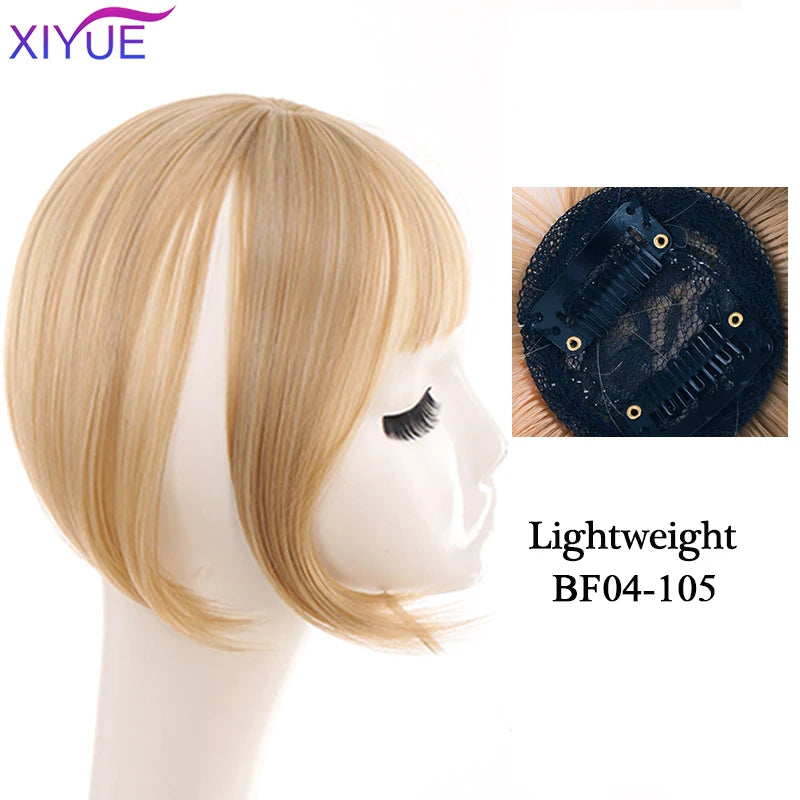 XIYUE Bangs False Hair Clip on Fringe Bangs Black Brown For Adult Women Synthetic Hair Piece Clip In Hair Extension Air Bangs