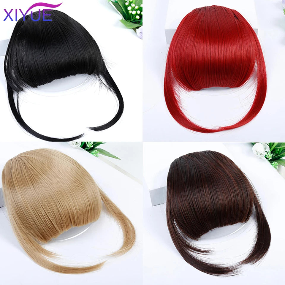 XIYUE Bangs False Hair Clip on Fringe Bangs Black Brown For Adult Women Synthetic Hair Piece Clip In Hair Extension Air Bangs