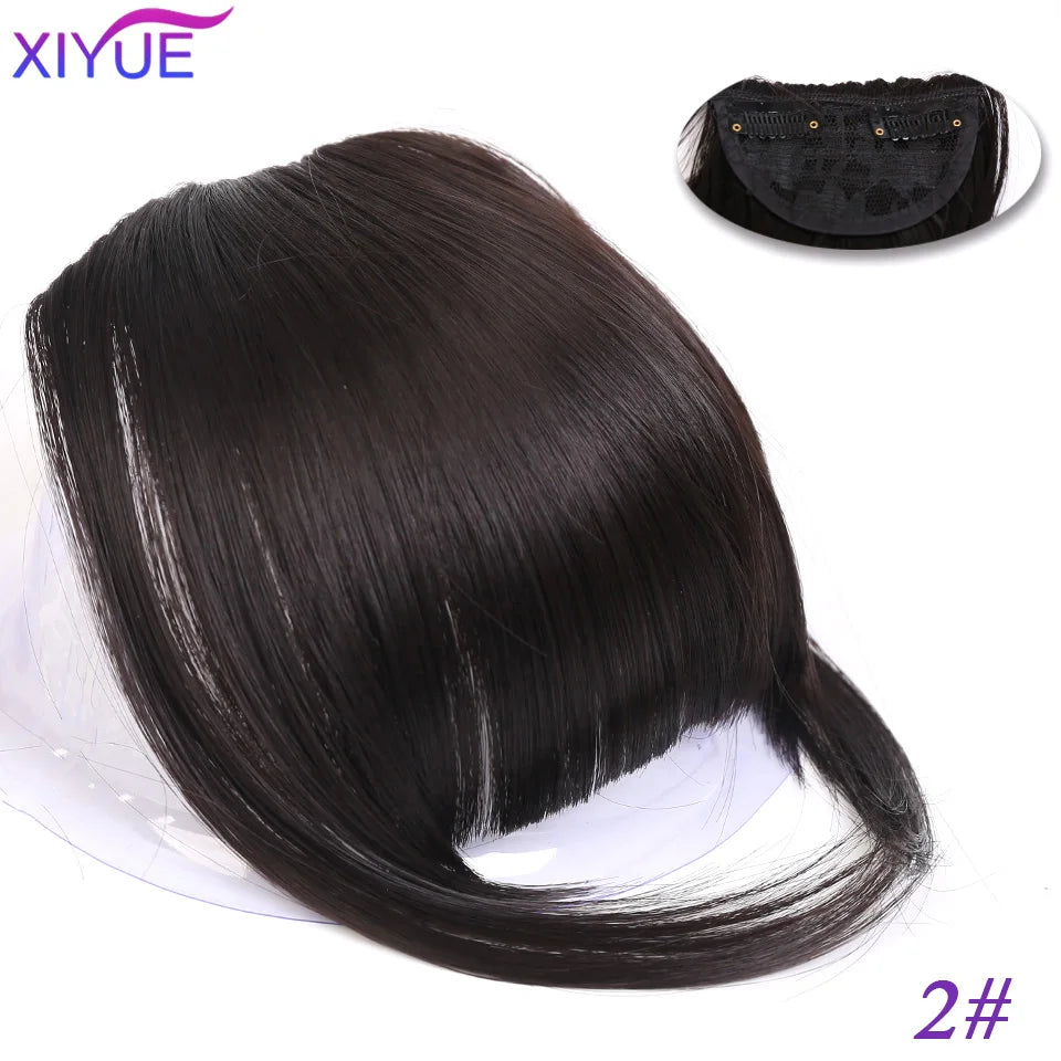 XIYUE Bangs False Hair Clip on Fringe Bangs Black Brown For Adult Women Synthetic Hair Piece Clip In Hair Extension Air Bangs