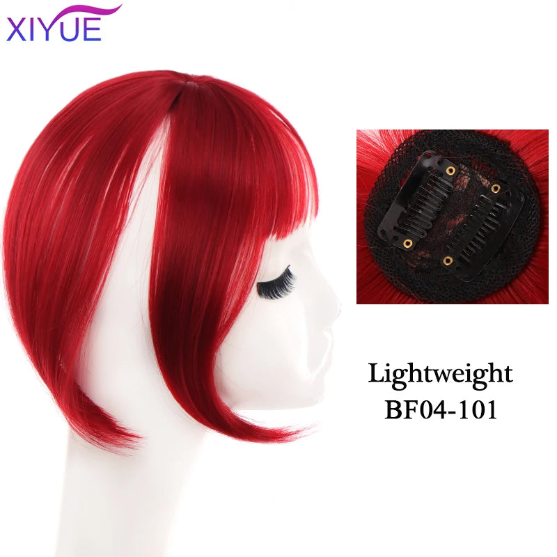 XIYUE Bangs False Hair Clip on Fringe Bangs Black Brown For Adult Women Synthetic Hair Piece Clip In Hair Extension Air Bangs