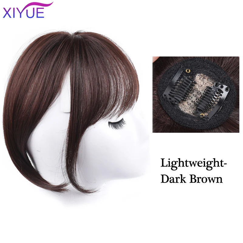 XIYUE Bangs False Hair Clip on Fringe Bangs Black Brown For Adult Women Synthetic Hair Piece Clip In Hair Extension Air Bangs