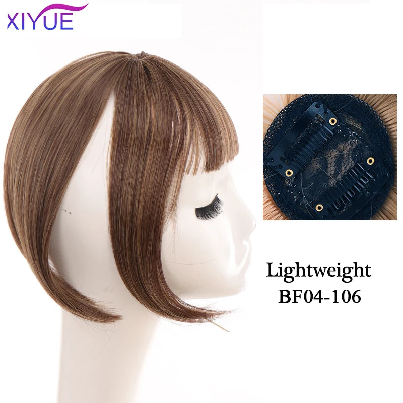 XIYUE Bangs False Hair Clip on Fringe Bangs Black Brown For Adult Women Synthetic Hair Piece Clip In Hair Extension Air Bangs