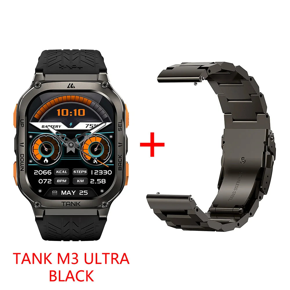 Original AMAZTIM TANK M3 Ultra GPS Smart Watches For Men Waterproof Smartwatch AOD Electronic Military Digital Fitness Watch