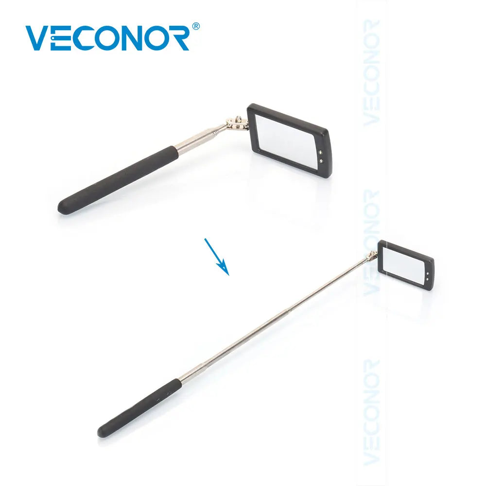 VECONOR Portable Telescoping Flexible Head Inspection Mirror with LED Light Adjustable 360 Degree Swivel Viewing Auto Hand Tools