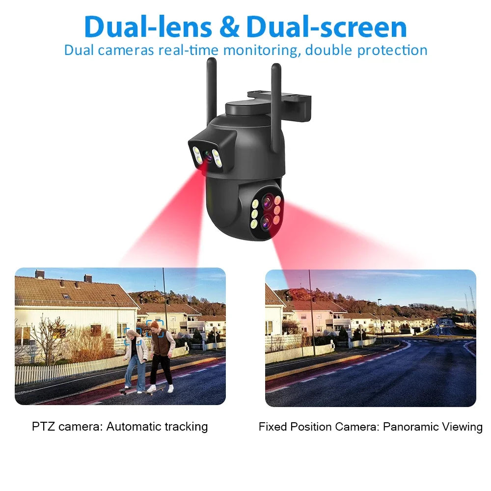 6MP WiFi Camera 12MP 10x Zoom Outdoor Night Vision CCTV Dual-screen WIFI Camera AI Automatically Security Protection Monitoring