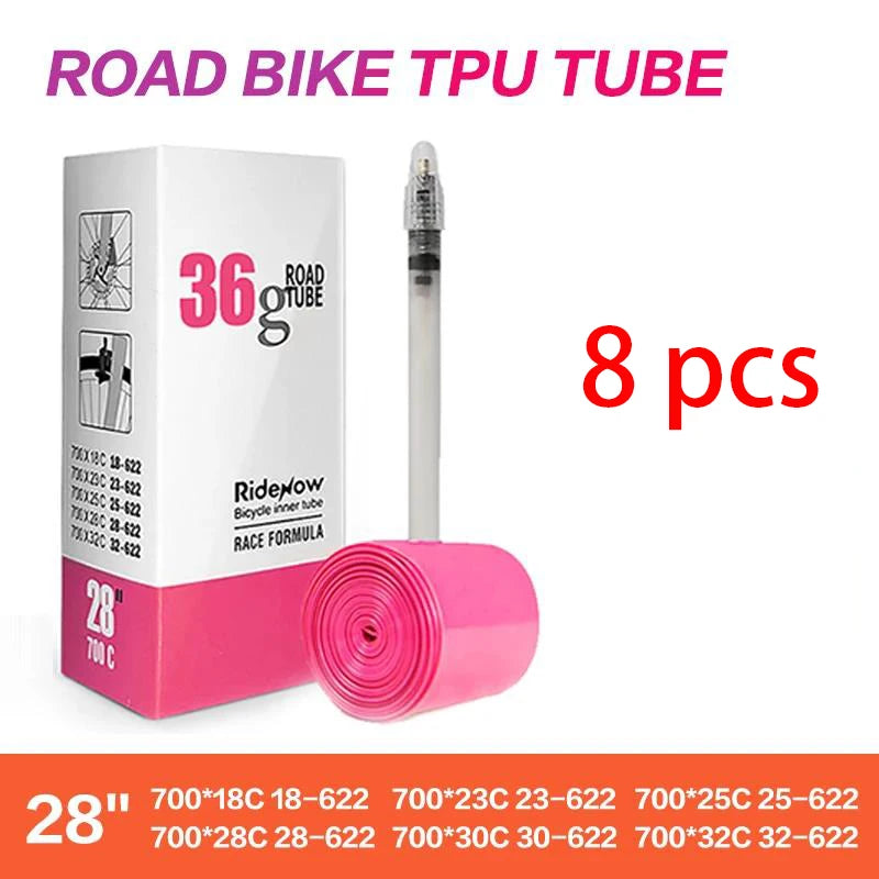 RideNow Ultralight Road Bicycle Inner Tube 700 700C 18 23 25 28 32 Road Bicycle TPU Tire 45/65/85mm BikeLength French Valve