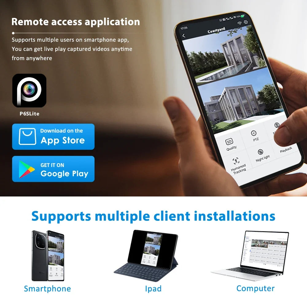 6MP WiFi Camera 12MP 10x Zoom Outdoor Night Vision CCTV Dual-screen WIFI Camera AI Automatically Security Protection Monitoring