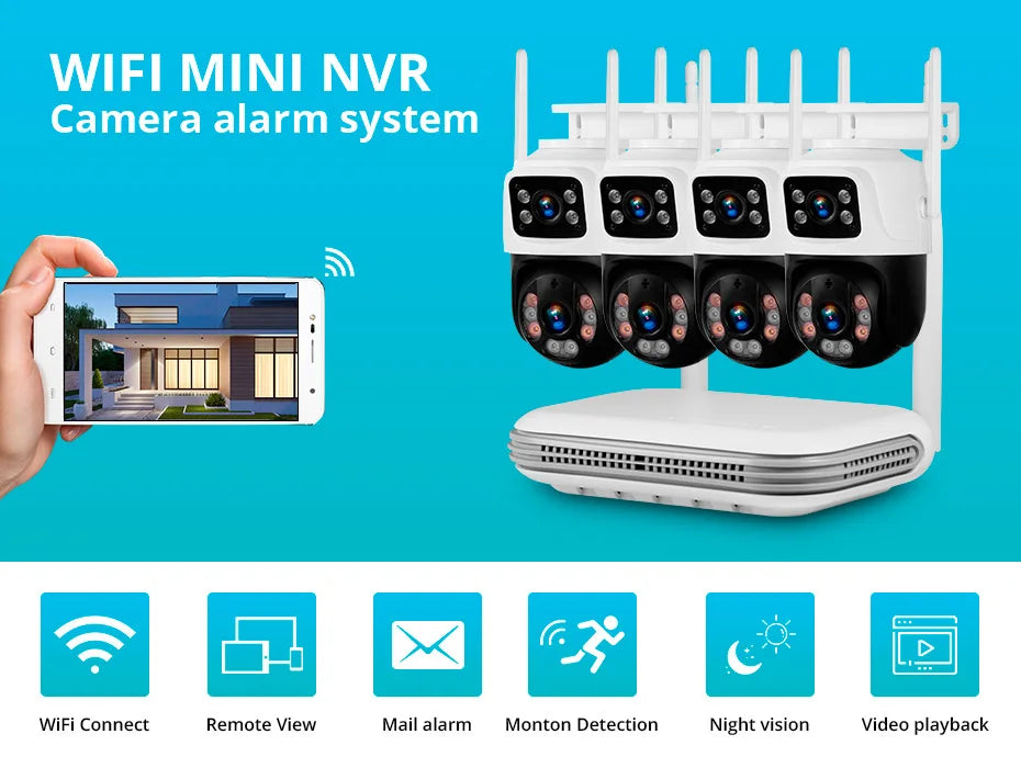 KERUI 6MP Full HD 8CH Wireless NVR Security WIFI IP Dual Lens System Kit Surveillance CCTV Audio Video Night Vision