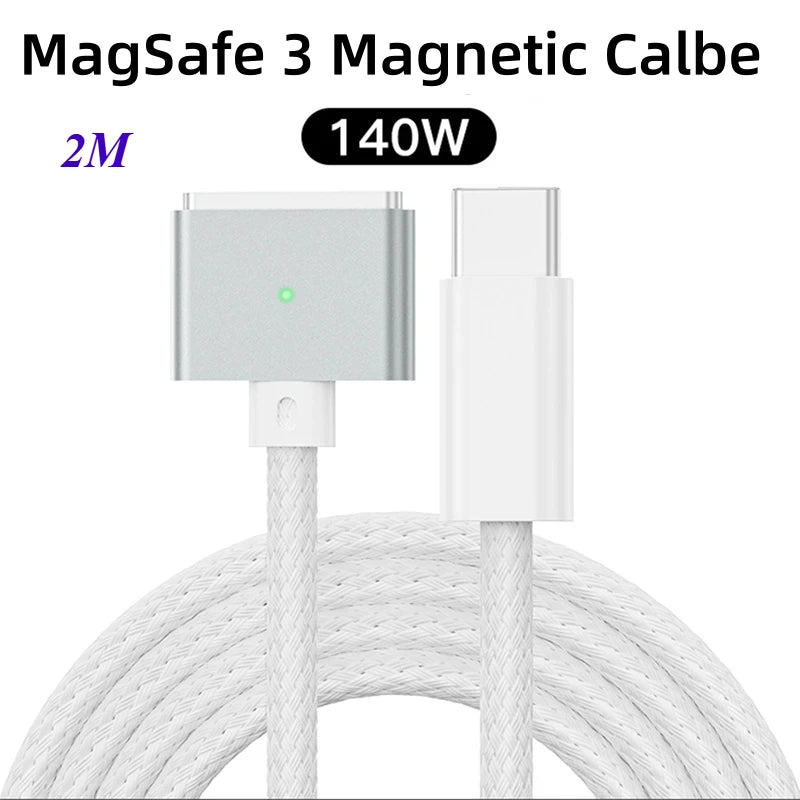 2M PD 3.1 Type C Fast Charge Magnetic Cable USB Type C to MagSafe3 140W For Macbook Pro 14 16 Air M2 Mac MagSafe 3 Charger Wire