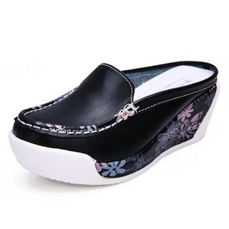 BEYARNEFlat Platform Shoes WomenSummer Spring Women's Flats Flower Print Slingbacks Ladies Casual Lazy Ladies Shoes FootwearE163