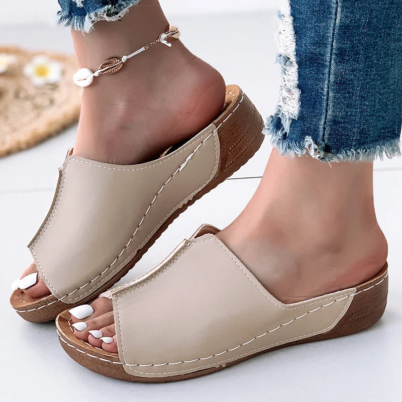 Women's Sandals Peep Toe Heels Sandals Summer Shoes For Women Wedge Heeled Sandals Casual  Summer Footwear Wedges Zapatos Mujer