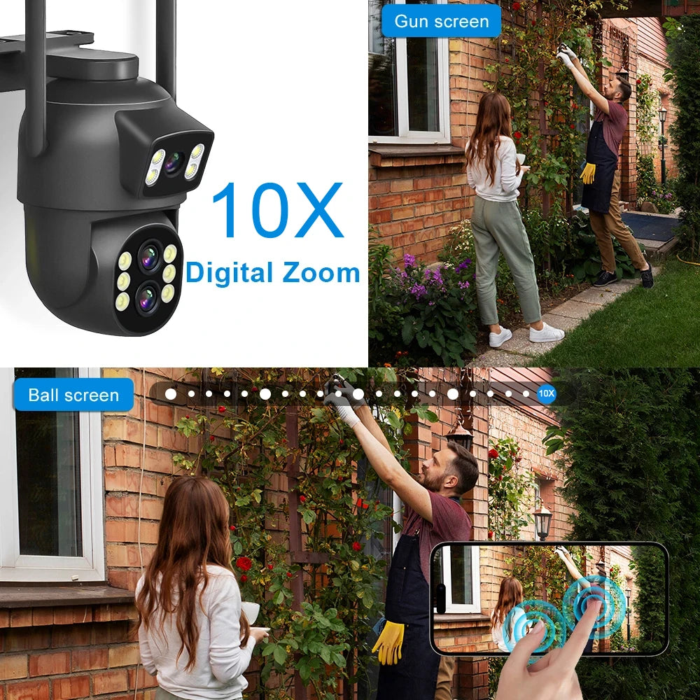 6MP WiFi Camera 12MP 10x Zoom Outdoor Night Vision CCTV Dual-screen WIFI Camera AI Automatically Security Protection Monitoring