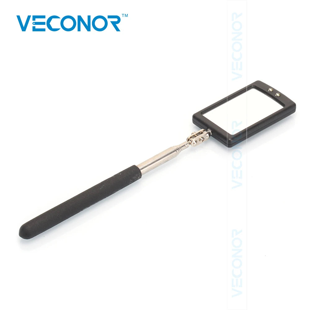 VECONOR Portable Telescoping Flexible Head Inspection Mirror with LED Light Adjustable 360 Degree Swivel Viewing Auto Hand Tools