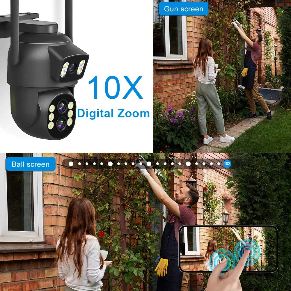 6MP WiFi Camera 12MP 10x Zoom Outdoor Night Vision CCTV Dual-screen WIFI Camera AI Automatically Security Protection Monitoring