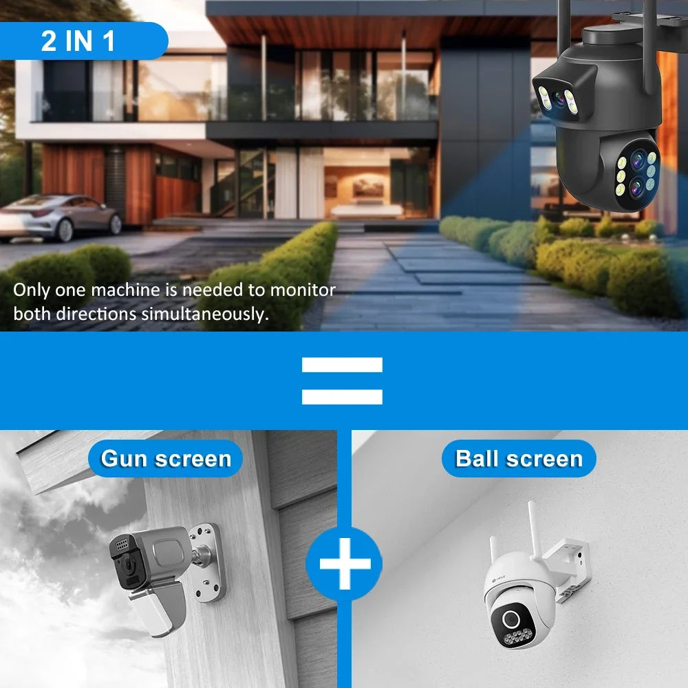 6MP WiFi Camera 12MP 10x Zoom Outdoor Night Vision CCTV Dual-screen WIFI Camera AI Automatically Security Protection Monitoring