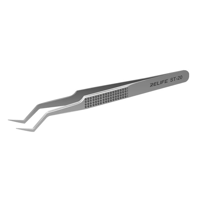 RELIFE ST-20 Precision Tweezers Curved Tips Chip Tin Placement Positioning for Mobile Phone Circuit Board Repair Tools