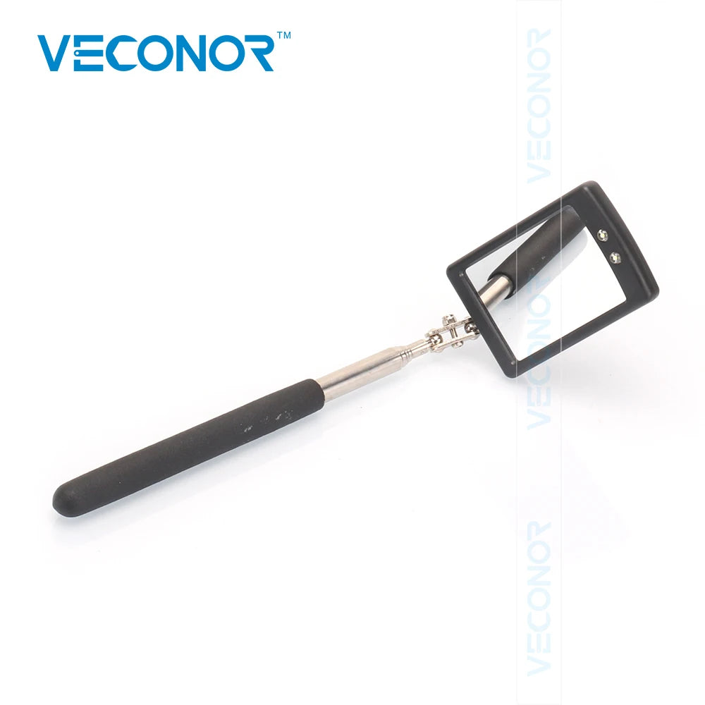 VECONOR Portable Telescoping Flexible Head Inspection Mirror with LED Light Adjustable 360 Degree Swivel Viewing Auto Hand Tools