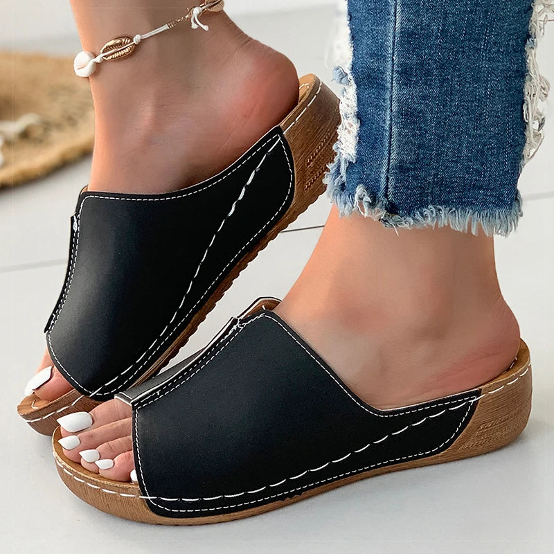 Women's Sandals Peep Toe Heels Sandals Summer Shoes For Women Wedge Heeled Sandals Casual  Summer Footwear Wedges Zapatos Mujer