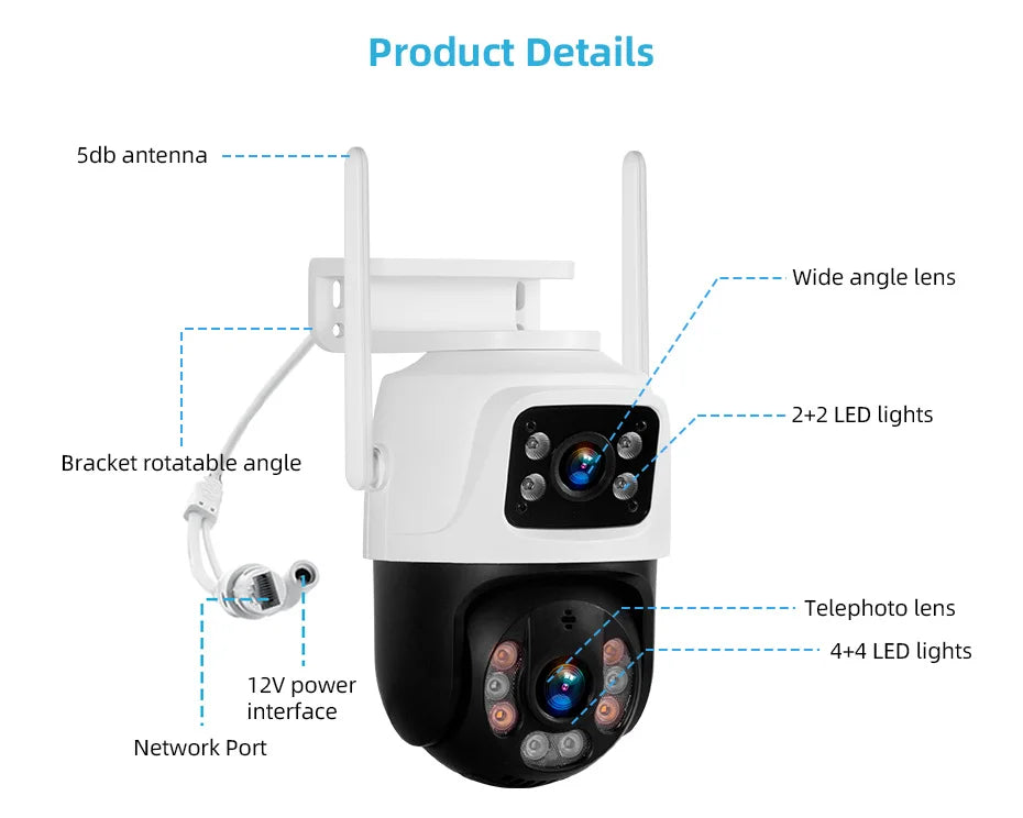 KERUI 6MP Full HD 8CH Wireless NVR Security WIFI IP Dual Lens System Kit Surveillance CCTV Audio Video Night Vision