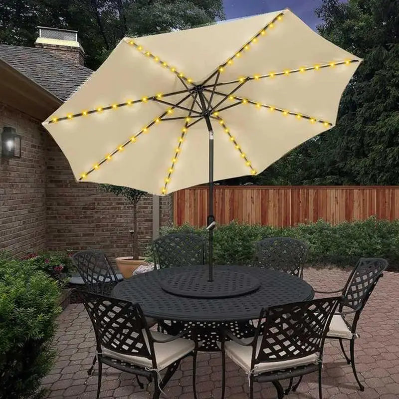 104 LED Garden Umbrella Light Outdoor IP67 Waterproof 8 Modes Battery/Solar Powered Lamp String For Garden Patio Decorative