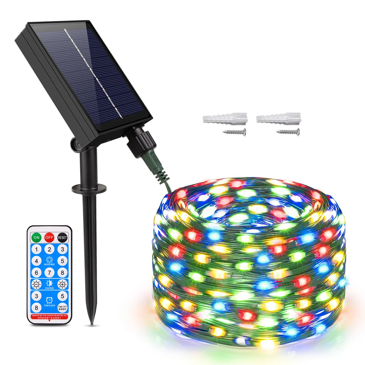 1200mAh Solar LED String 100M 800leds Dimmable 8 Modes Remote Control Outdoor Solar Fairy Lights Garland Garden Holiday Decor